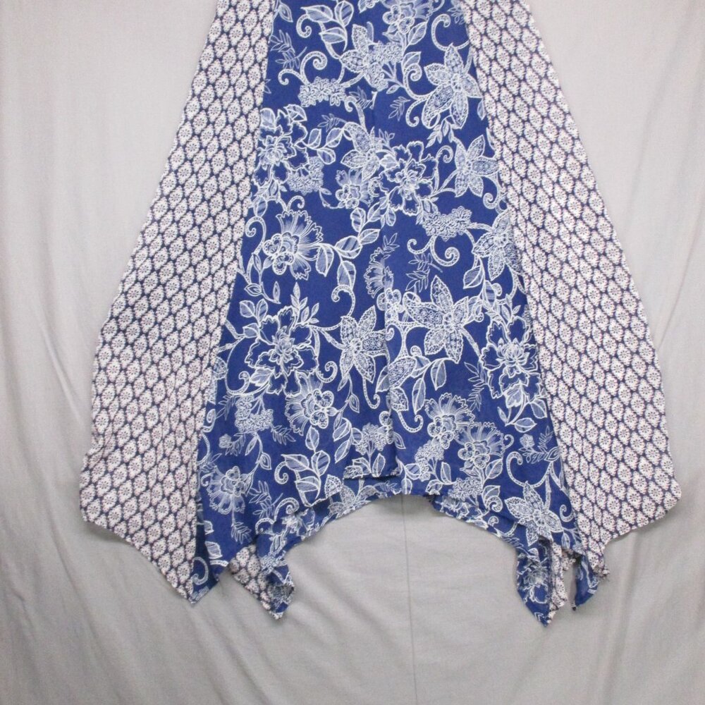 Roz & Ali Floral Semi-Sheer BOHO Midi Skirt Fairy Blue & White Women Size | 10 - Picture 3 of 15